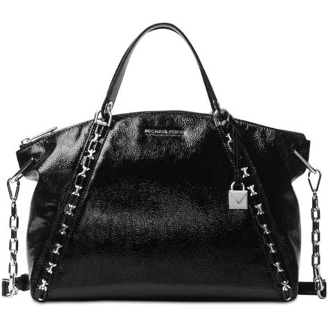 michael kors sadie patent bag|Michael Kors Black Patent Leather Chain Link Sadie Top Zip .